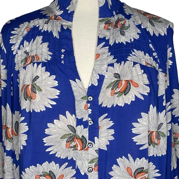 14 of 52 Anthropologie 10 blue floral blouse - Picture 2 of 8